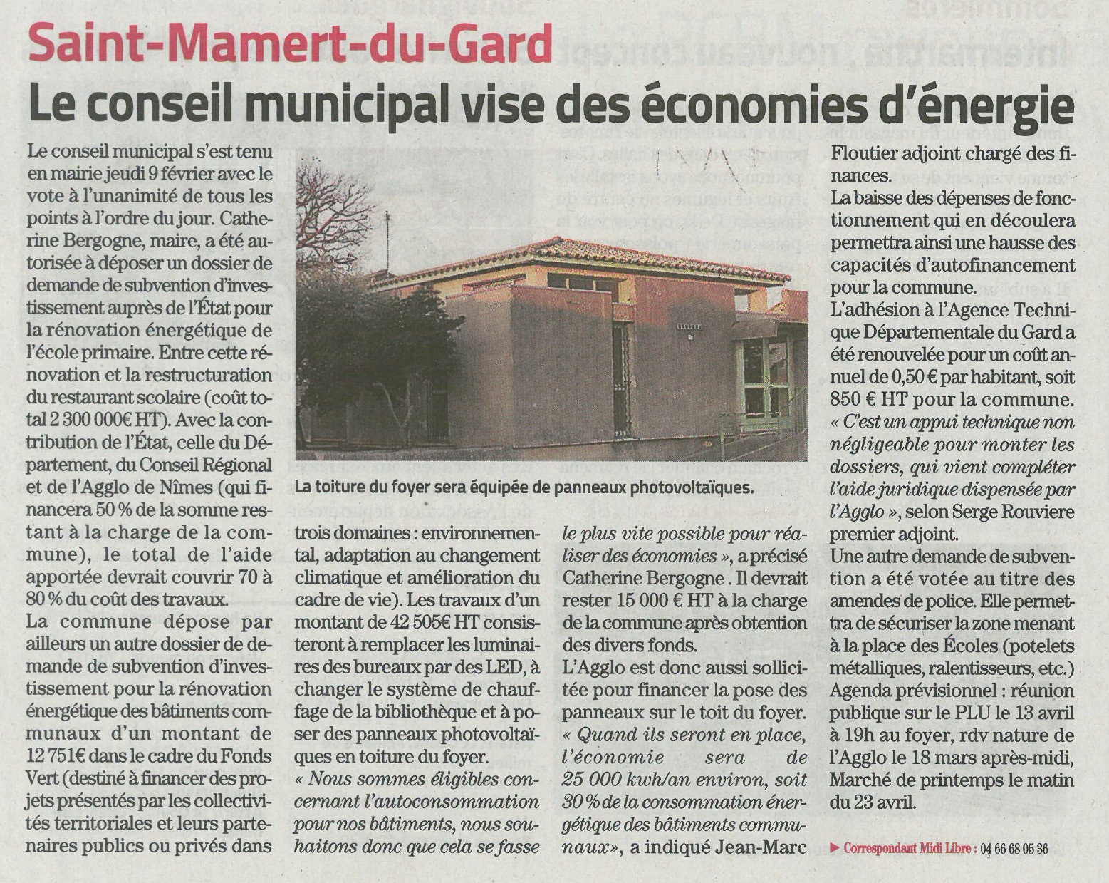 Saint-Mamert-du-Gard. Économie d'énergie