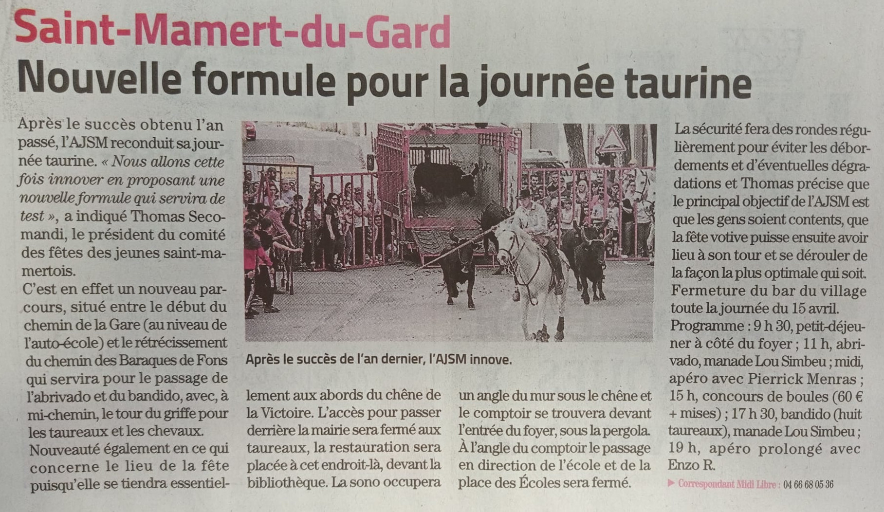 Nouvelle formule pour la journée taurine de saint-Mamert-du-Gard