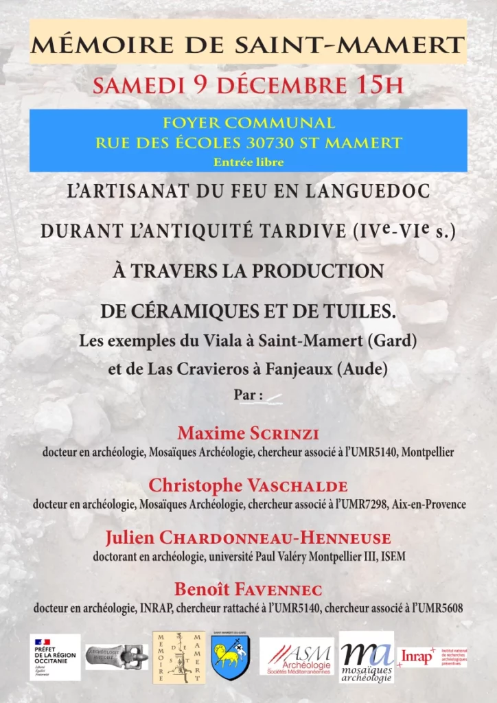 Mémoire de Saint-Mamert 9 Décembre 2023 à 15h au foyer