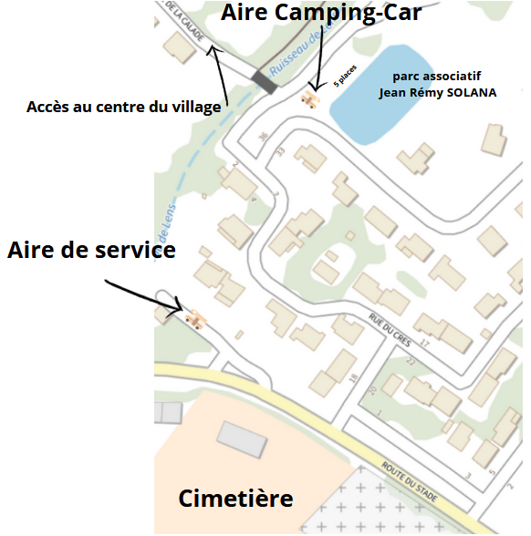 Plan d'accès à l'aire de camping-car et de service St-Mamert-du-Gard