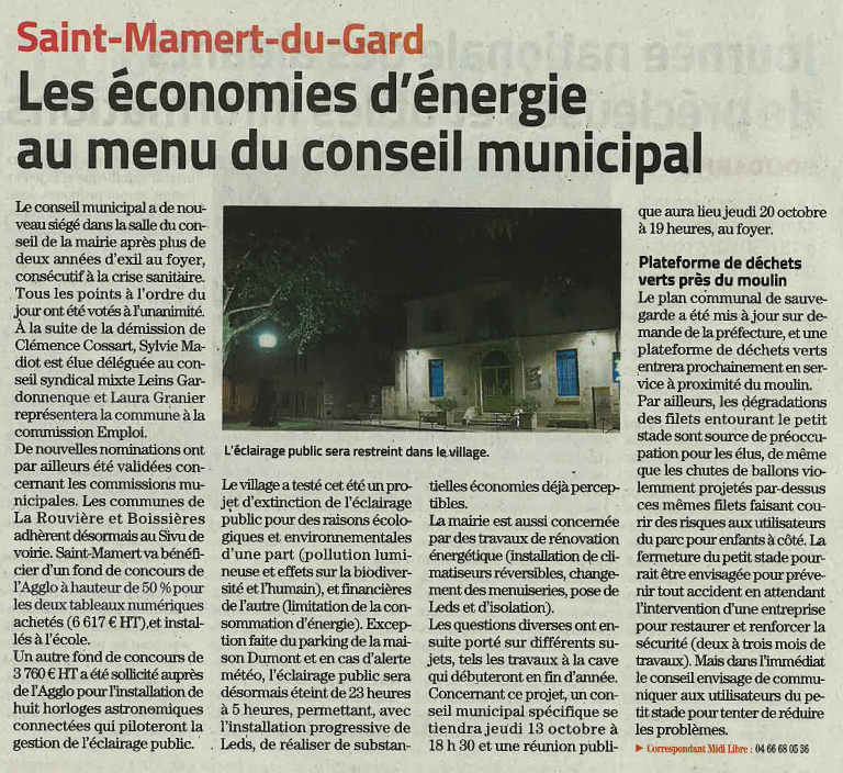 Économie d'énergie : extinction de l'éclairage public Économie d'énergie : extinction de l'éclairage public
